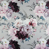 FS1056 Rose Perfection Floral Stretch Knit Fabric Grey | Fabric | Fabric, fashion fabric, floral, Flower, Rose, scuba, sewing, vintage | Fabric Styles