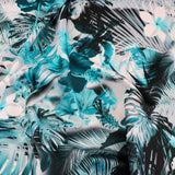 FS1060 Tropical Stretch Knit Fabric Teal | Fabric | blue, digital, fabric, floral, printed, scuba, teal, tropical | Fabric Styles