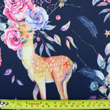FS1057 Floral Doe Stretch Knit Fabric Navy | Fabric | Animal, deer, fabric, floral, Navy, rose, scuba | Fabric Styles