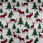 Buffalo Plaid Reindeer Fabric | Check Deer & Moose Print