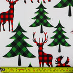 Buffalo Plaid Reindeer Fabric | Check Deer & Moose Print