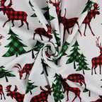 Buffalo Plaid Reindeer Fabric | Check Deer & Moose Print