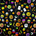 Cute Halloween Sweets & Pumpkin Stretch Fabric