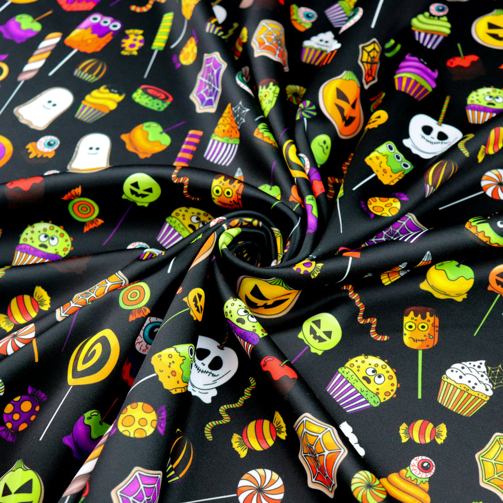 Cute Halloween Sweets & Pumpkin Stretch Fabric