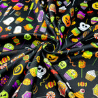 Cute Halloween Sweets & Pumpkin Stretch Fabric