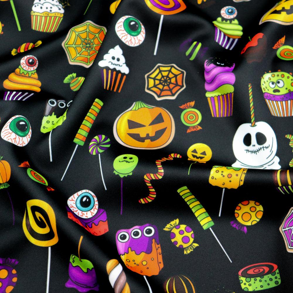 Cute Halloween Sweets & Pumpkin Stretch Fabric