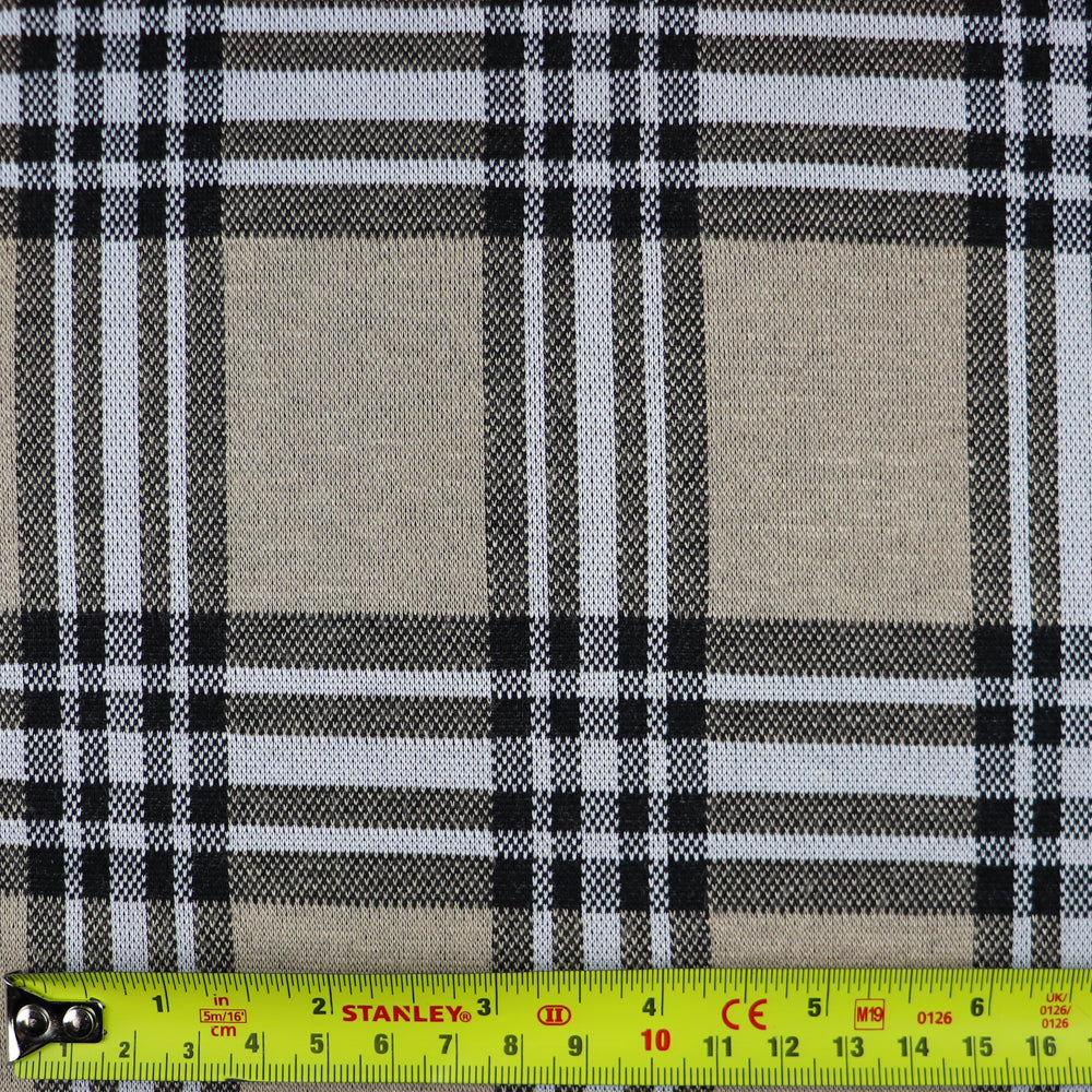 FS1097 Camel Tartan Jacquard Stretch Fabric | Fabric | Camel, Checks, Fabric, fashion fabric, Jacquard, jersey, sewing, Square, Squares, stretch, Tartan, White | Fabric Styles