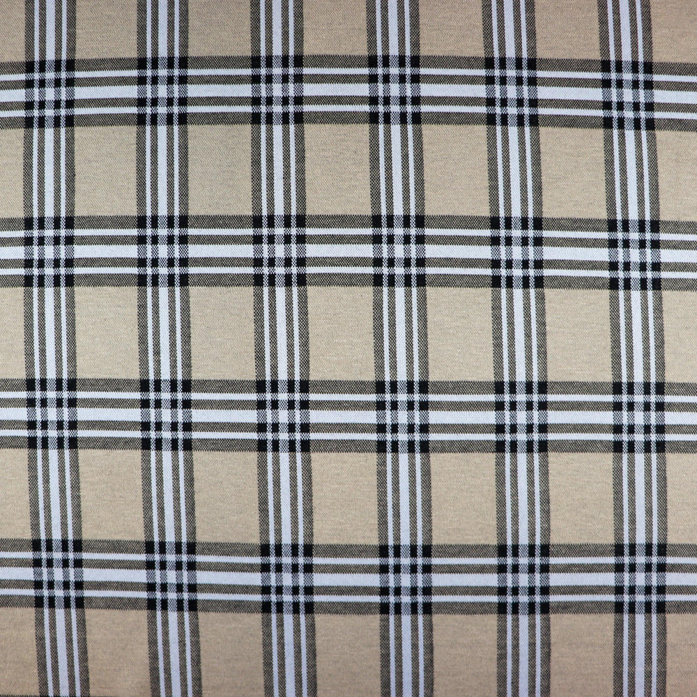 FS1097 Camel Tartan Jacquard Stretch Fabric | Fabric | Camel, Checks, Fabric, fashion fabric, Jacquard, jersey, sewing, Square, Squares, stretch, Tartan, White | Fabric Styles