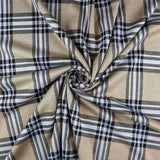 FS1097 Camel Tartan Jacquard Stretch Fabric | Fabric | Camel, Checks, Fabric, fashion fabric, Jacquard, jersey, sewing, Square, Squares, stretch, Tartan, White | Fabric Styles