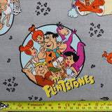 FS802 The Flintstones Cotton Fabric Grey | Fabric | Blue, Brand, Branded, Children, Cotton, drape, Fabric, fashion fabric, Flinstone, Flinstones, Grey, Grey Base, hero, Kids, logo, sewing | Fabric Styles