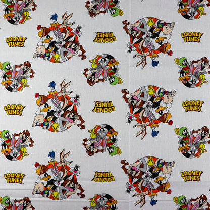 FS828_2 That’s All Folks Looney Tunes Cotton Fabric White | Fabric | Blue, Brand, Branded, Bugs, Bugs Bunney, Bunney, Children, Cotton, drape, Fabric, fashion fabric, hero, Kids, logo, Looney Tunes, making, Navy, Tazmania | Fabric Styles