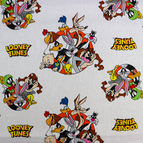 FS828_2 That’s All Folks Looney Tunes Cotton Fabric White | Fabric | Blue, Brand, Branded, Bugs, Bugs Bunney, Bunney, Children, Cotton, drape, Fabric, fashion fabric, hero, Kids, logo, Looney Tunes, making, Navy, Tazmania | Fabric Styles