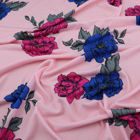 FS510 Blossom Floral ITY Silky Stretch Knit Fabric Pink | Fabric | drape, Dress Fabric, Dress making, Dressmaking Fabric, Fabric, fashion fabric, Floral, ITY, making, Pink, Polyester, SALE, sewing | Fabric Styles