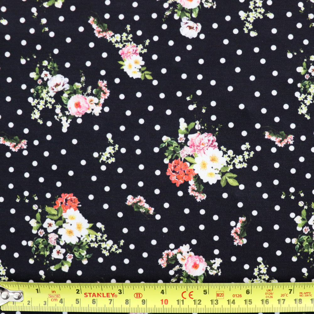 FS1118 Polka Dot Floral Jersey ITY Fabric | Fabric | Conversational, Fabric, Floral, Polka Dot, Sale | Fabric Styles