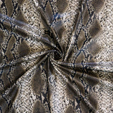 FS1157 Cobra Snake Skin Scale Texture Stretch Leather Feel PU Fabric Brown | 3D, elastane, emboss, leather, new, polyester, pu, skin, snake, snake skin, stretch | Fabric Styles