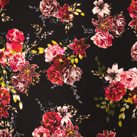 (39C) Black Floral Fabric | Fabric | Fabric, floral, limited, new, Sale | Fabric Styles