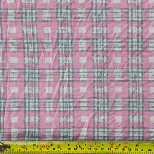 (42C) Pink Tartan Viscose Fabric | Fabric | check, Fabric, limited, new, pink, Sale, tartan, viscose, viscose elastane | Fabric Styles