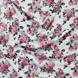 FS1174 Pink Rose Floral Print Scuba Stretch Knit Fabric | Fabric | black, fabric, fashion, fashion fabric, floral, Flower, flowers, New, petals, scuba, scuba fabric, Small Flowers, Stretch, Stretchy | Fabric Styles