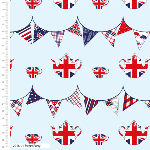 FS1170 Happy & Glorious Bunting Cotton Fabric Blue | Fabric | 100% Cotton, Animal, Animals, Bunting, Cotton, Crown, Dino, Dinosaur, Dinosaurs, drape, Fabric, fashion fabric, Happy & Glorious, Heart, London, making, Natural History Museum, New, Party, Party Time, sewing, Union Flag, United kingdom | Fabric Styles