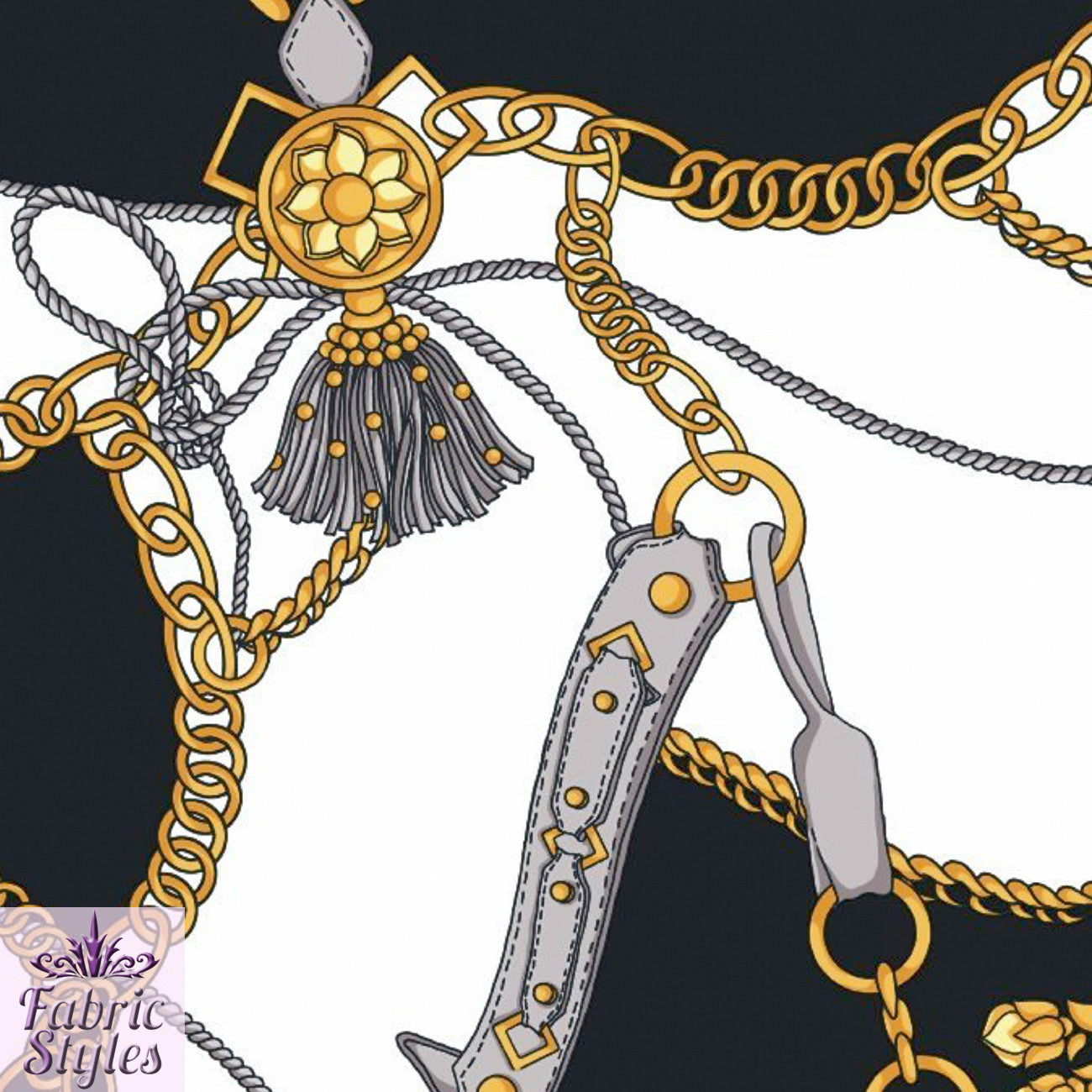 FS118_2 Tassels Handbag Jewels Design Black | Fabric Styles