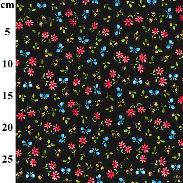 FS854_1 Black Small Floral Cotton Poplin | Fabric | Button, Buttons, Cotton, Cotton Poplin, drape, Fabric, fashion fabric, Floral, Flower, Kids, making, Rose, Roses, Sale, sewing, Skirt, Woven | Fabric Styles