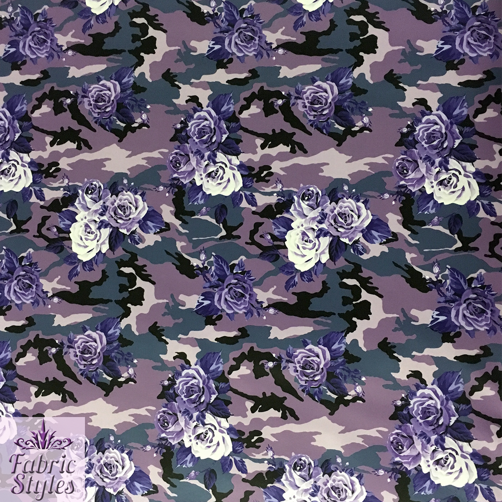FS028_4 Purple Camouflage Floral | Fabric Styles