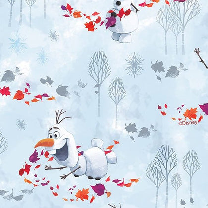 FS763_3 Disney Frozen Olaf Cotton | Fabric | blue, Brand, Branded, Children, Cotton, Disney, drape, elsa, Fabric, fashion fabric, frozen, Frozen 2, Kids, Light blue, making, olaf, sewing, Skirt, Snow, Snowflakes, snowman, XMAS | Fabric Styles