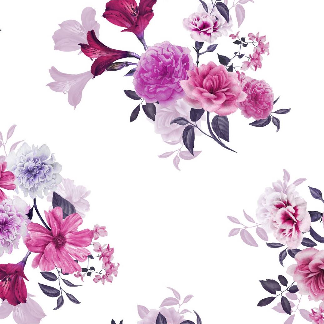 FS285 Peony Floral | Fabric | Fabric, Floral, Flower, Flowers, Light, Lily, Pearl, Peony, Pink, Purple, Scuba, Summer, White | Fabric Styles