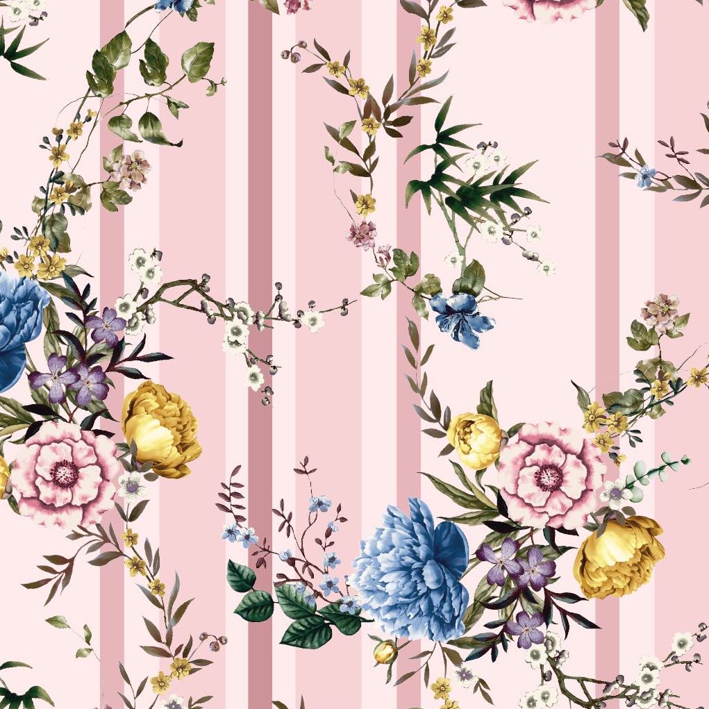 FS290 Pink Striped Floral | Fabric Styles