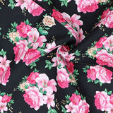 FS819_1 Black Floral Cotton Poplin | Fabric | Button, Buttons, Cotton, Cotton Poplin, drape, Fabric, fashion fabric, Floral, Flower, Kids, making, Rose, Roses, Sale, sewing, Skirt | Fabric Styles