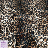 FS005_1 Leopard Animal Print Velvet Stretch Knit Fabric Gold Brown | Fabric | Animal, Brown, drape, Dress, elastane, fabric, fashion fabric, High Fashion, jersey, leopard, making, material, polyester, sewing, Stretch, velour, Velvet | Fabric Styles