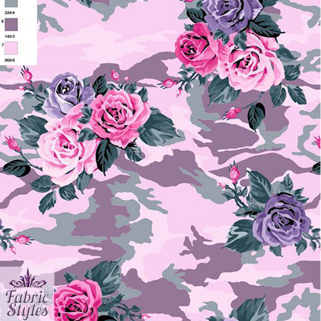 LAST FS028_3 Pink Camouflage Floral | Fabric Styles