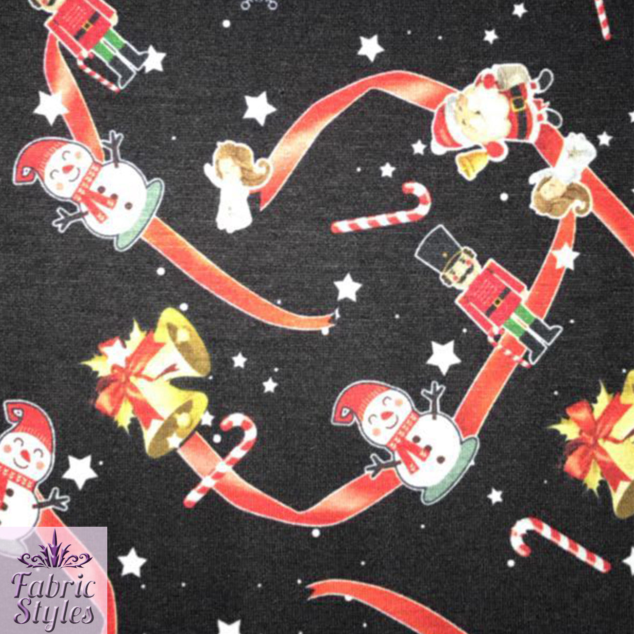 FS072 Christmas Snowman, Santa, Candy stick | Fabric Styles