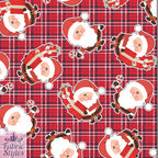 FS079_1 Christmas Print, Tartan Santa | Fabric Styles