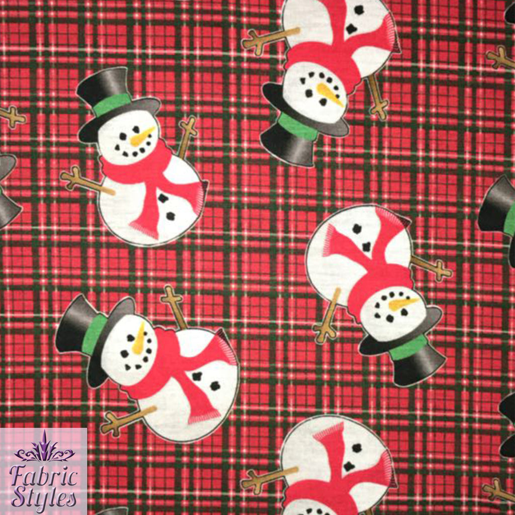 FS081 Christmas Print, Tartan Snowman | Fabric Styles
