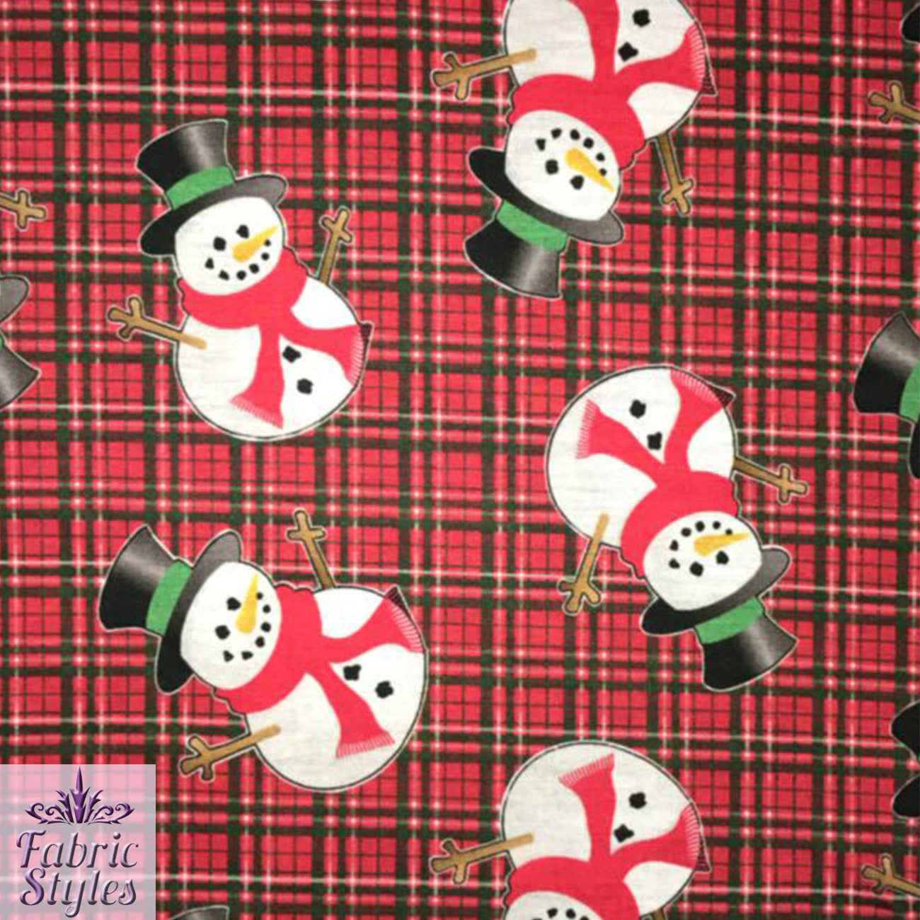 FS081 Christmas Print, Tartan Snowman | Fabric Styles