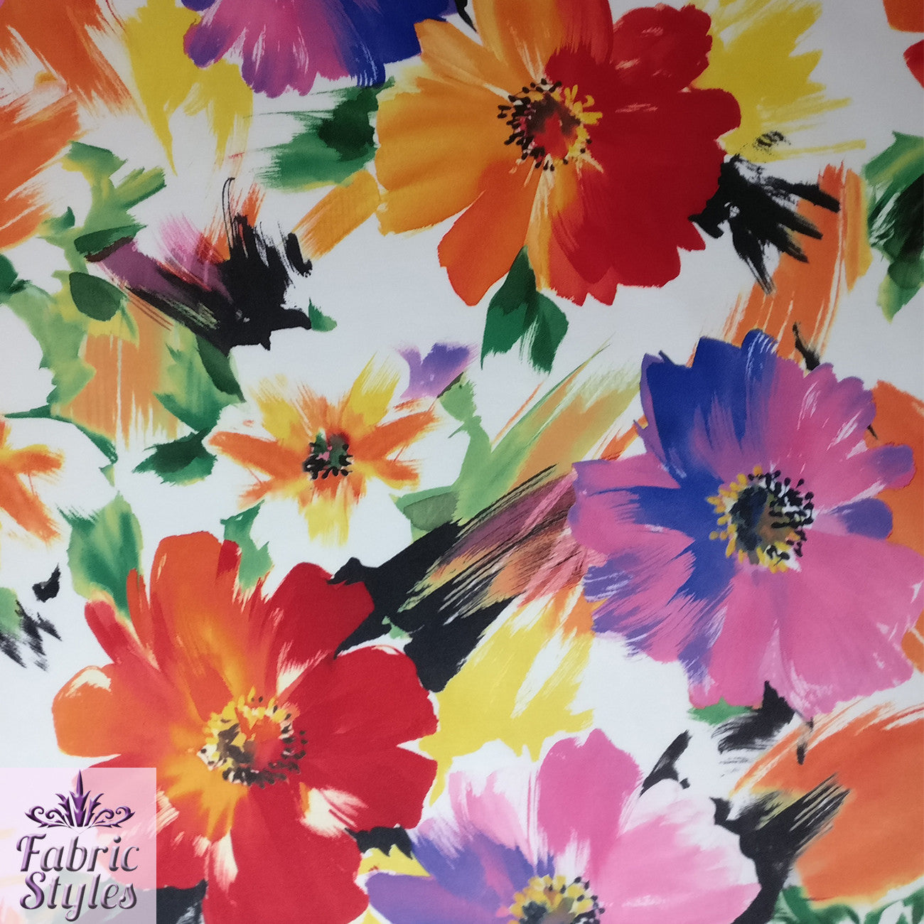 FS092 Rainbow Floral Scuba Fabric | Fabric Styles