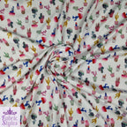 FS096 Cactus Stretch Knit Fabric White | Fabric | cactus, Colourful, drape, Fabric, fashion fabric, floral, Flower, making, Multicolour, Scuba, sewing, Stretchy, White | Fabric Styles