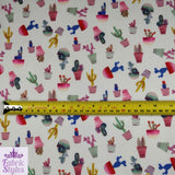 FS096 Cactus Stretch Knit Fabric White | Fabric | cactus, Colourful, drape, Fabric, fashion fabric, floral, Flower, making, Multicolour, Scuba, sewing, Stretchy, White | Fabric Styles