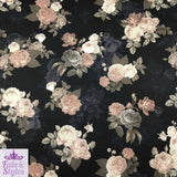 FS099_1 Black Base Floral Stretch Knit Fabric Black | Fabric | black, Fabric, Floral, Flower, jersey, Scuba, Vintage | Fabric Styles
