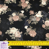 FS099_1 Black Base Floral Stretch Knit Fabric Black | Fabric | black, Fabric, Floral, Flower, jersey, Scuba, Vintage | Fabric Styles