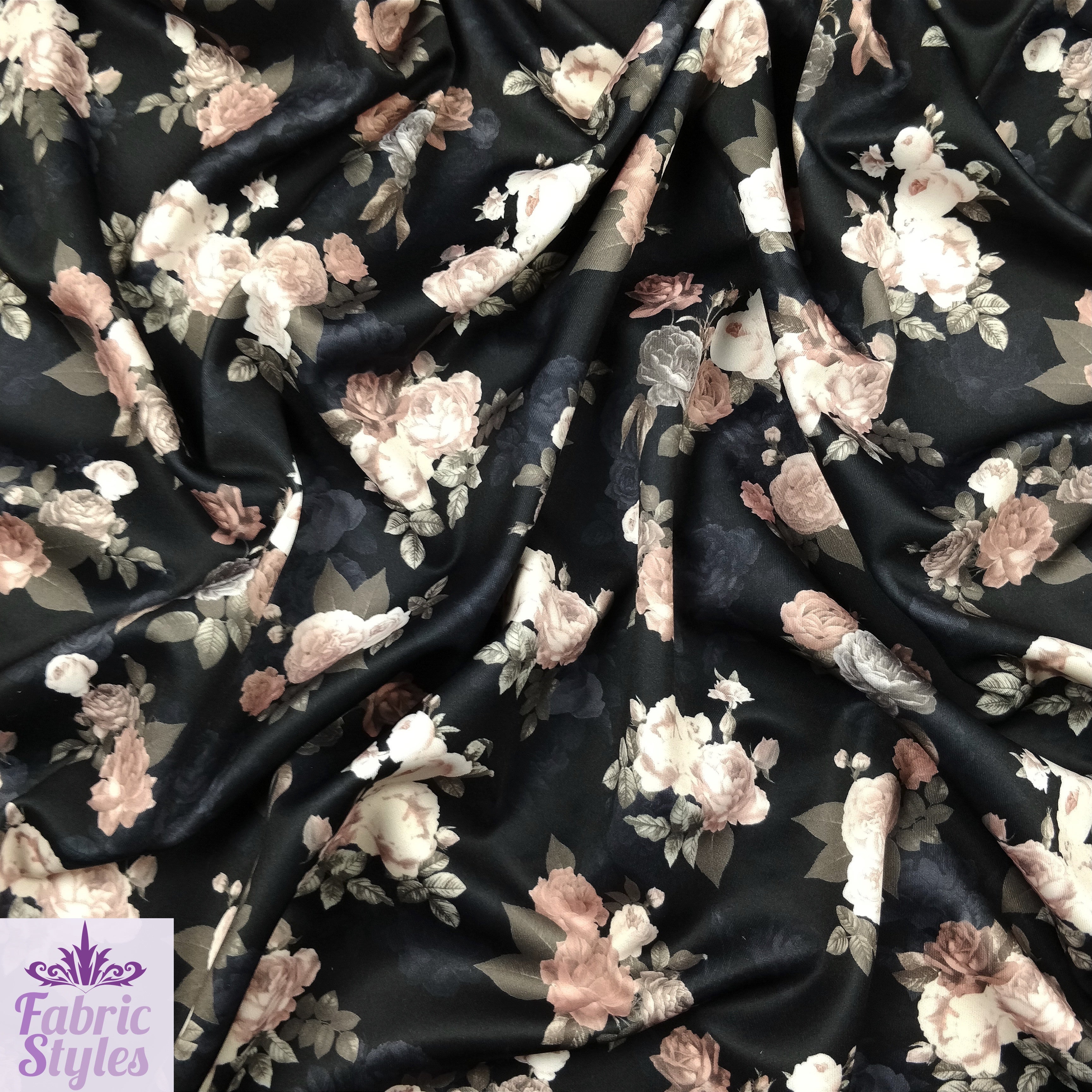 Black floral knit fabric hotsell