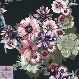 FS100_1 Floral Print Valentino Stretch Knit Fabric Black | Fabric | black, Fabric, Floral, Flower, jersey, limited, sale, Valentino crepe | Fabric Styles