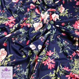 FS101 Floral Scuba Stretch Knit Fabric Navy & Mink | Fabric | drape, Fabric, fashion fabric, Floral, jersey, making, Mink, Navy, Scuba, sewing, Stretchy | Fabric Styles