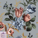 FS101_4 Floral Grey Base | Fabric Styles