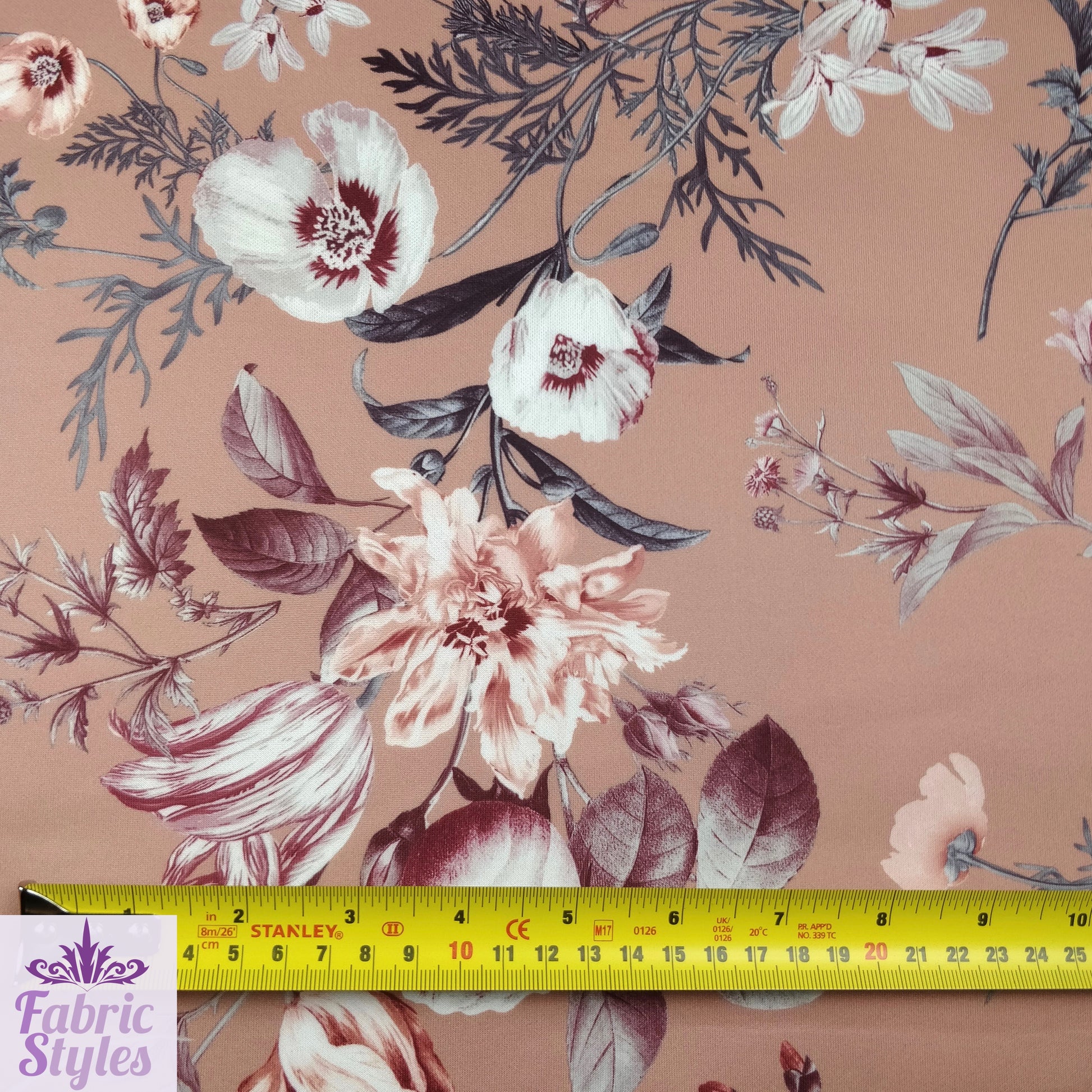 FS101 Floral Scuba Stretch Knit Fabric Navy & Mink | Fabric | drape, Fabric, fashion fabric, Floral, jersey, making, Mink, Navy, Scuba, sewing, Stretchy | Fabric Styles