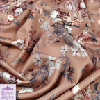 FS101 Floral Scuba Stretch Knit Fabric Navy & Mink | Fabric | drape, Fabric, fashion fabric, Floral, jersey, making, Mink, Navy, Scuba, sewing, Stretchy | Fabric Styles