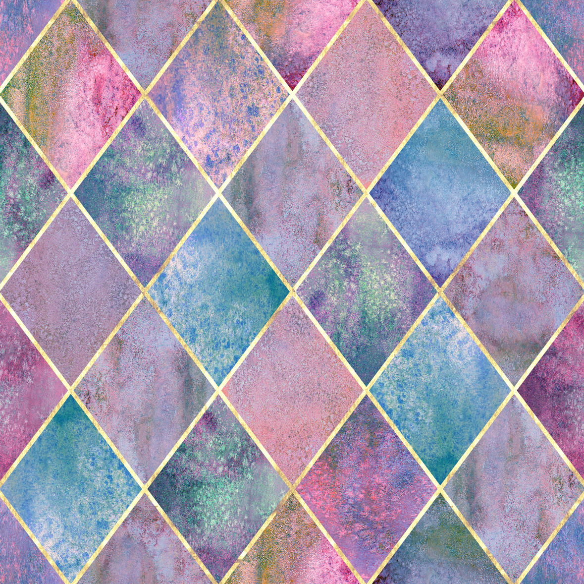 FS1055 Diamond Tiles Stretch Knit Fabric | Fabric | blue, Diamond, drape, Fabric, fashion fabric, geometric, Gold, making, pink, Scuba, sewing, Stretchy, Tie Dye, Tile | Fabric Styles