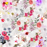 FS1058 Watercolour Floral Stretch Knit Fabric Grey | Fabric | fabric, floral, Flowers, grey, Petals, Red, rose, scuba, stretch, watercolour, White | Fabric Styles