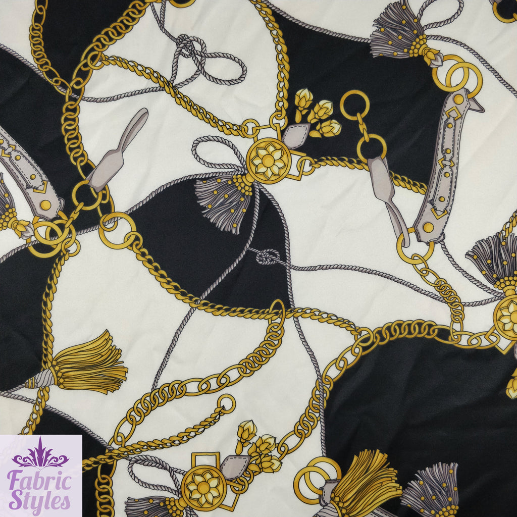 FS118_2 Tassels Handbag Jewels Design Black | Fabric Styles